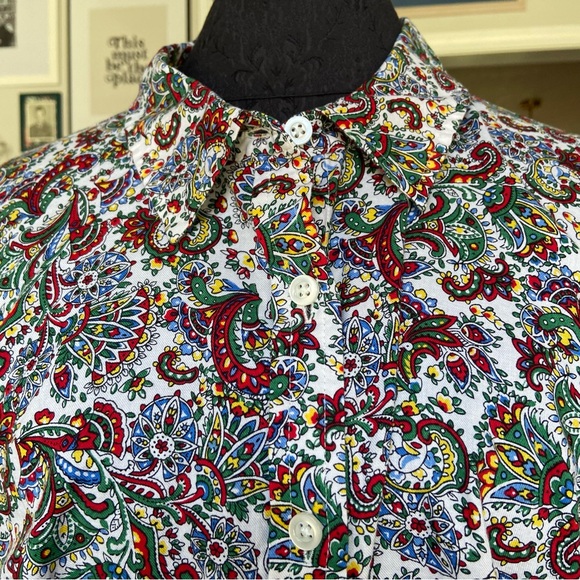 Talbots Long Sleeve Collared Paisley Cotton Button Down Women's 3X - Picture 5 of 6